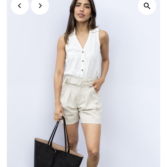 New Blank NYC Belted Linen Shorts - Picture 4 of 7